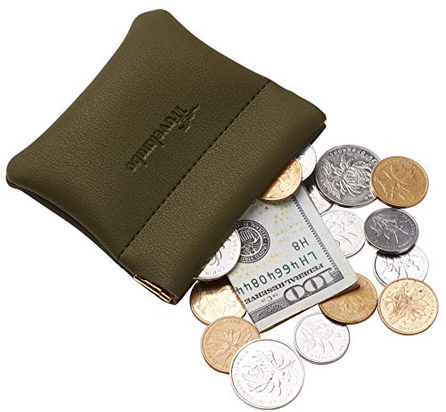 Image of Travelambo Leather Squeeze Coin Purse Pouch Change Holder for Men & Women