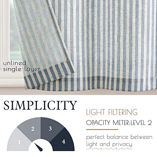 Collact Kitchen Curtains Linen Curtains 24 Inch Length Sets Striped Pattern Tiers Window Treatment For Bathroom Farmhouse Country Rustic Rod Blue On Beige Pocket Half Window Curtains 2 Panels #TOP4