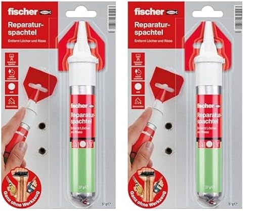 fischer Reparaturspachtel, fertige Spachtelmasse in Naturweiß, repariert Löcher & Risse, schwundfrei, geeignet für Holz, Beton, Putz, Mauerwerk uvm., 70 ml (37 g) (Packung mit 2) fischer Reparaturspachtel, fertige Spachtelmasse in Naturweiß, repariert Löcher & Risse, schwundfrei, geeignet für Holz, Beton, Putz, Mauerwerk uvm., 70 ml (37 g) (Packung mit 2)