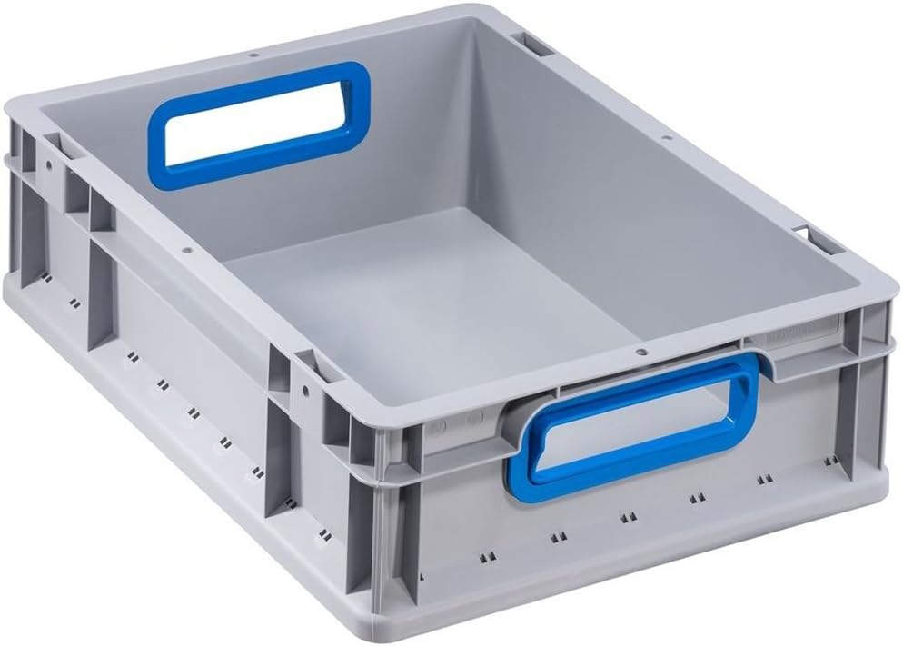 Allit 456730 Eurobox"422" 15.75x11.81x8.66" Open Handles In Grey/Blue