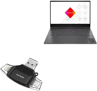 BoxWave Smart Gadget Compatible with HP Omen 16 (16-n0797) - AllReader SD Card Reader, microSD Card Reader SD Compact USB - Jet Black