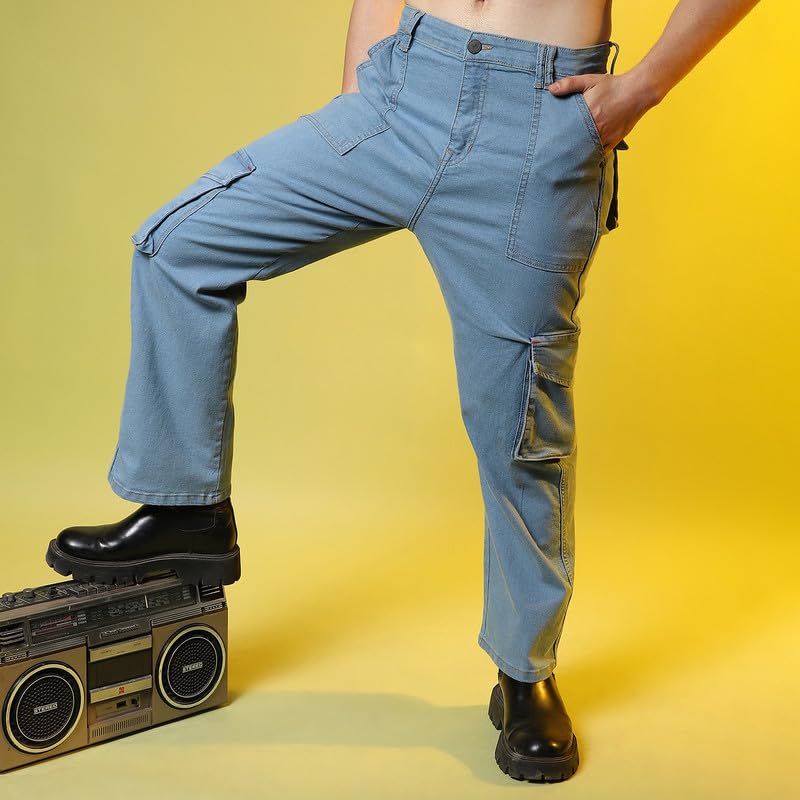 Image of CAHOOT Men's Denim Jeans Wear | Light-Wash | Button Closure | Regular Fit | Denim Jeans Crafted with Comfort Fit for Everyday Wear