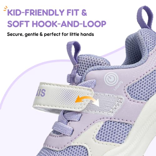 YESKIS Toddler Girls Light Up Shoes On/Off Switch Chunky Sneakers Purple 12 angle 4