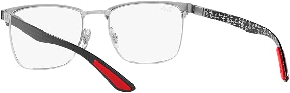 Ray-Ban Unisex RX8421 Square Prescription Eyewear Frames, Black On Silver/Demo Lens, 52 mm