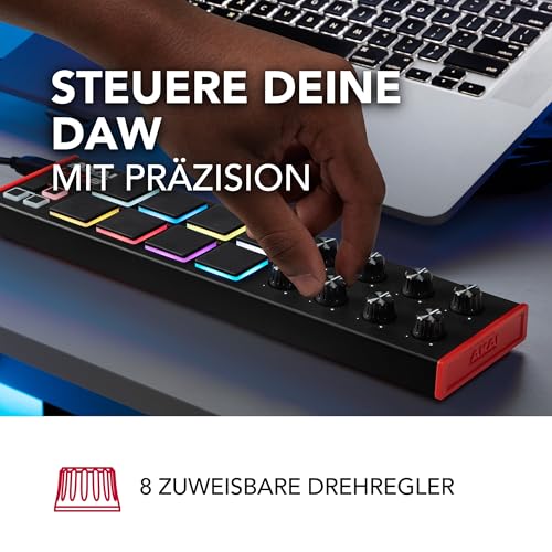 Akai Professional LPD8 - USB MIDI Pad Controller Drum Machine mit MPC Drum Pads für Mac und PC, Zuweisbaren Drehreglern und Musikproduktionssoftware