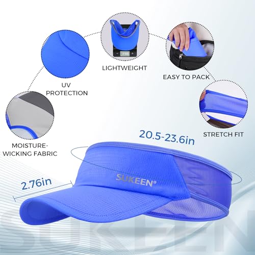 Image of Sukeen 3 Pack Sports Sun Visor Men Women Lightweight Packable Cooling Stretchy Visor Hat for Running, Tennis, Golf