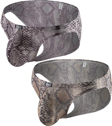 iKingsky Men's Snake Skin Pattern Briefs Sexy Pouch Bikini Underwear Bulge Under Panties for Men