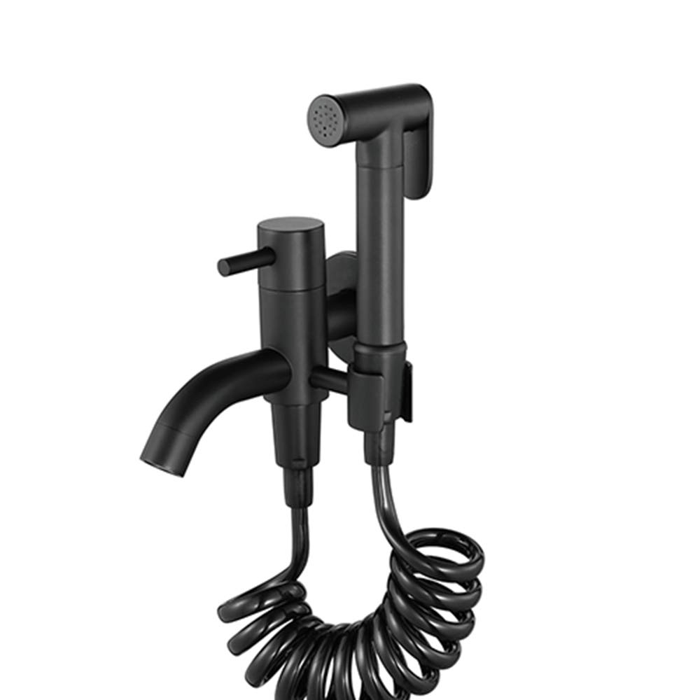 ZQFHSX Bidet Sprayer Faucet Set with Cold Water Black Brass Wall Mount Handheld Toilet Attachment Pressure Single Handle Spray for Personal Hygiene,Set a (Color : B) LWX