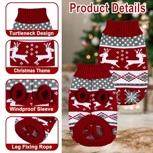 Cat Christmas Sweater Pet Winter Warm Coat Pajamas Reindeer Snowflake Knitwear Cat Sweater for Cats Kitty Puppy (Reindeer, S) - Image 5