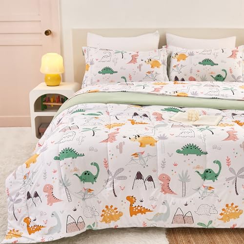 Image of Yibeizi Dinosaur Kids Comforter Set Twin Bedding for Toddler Boys