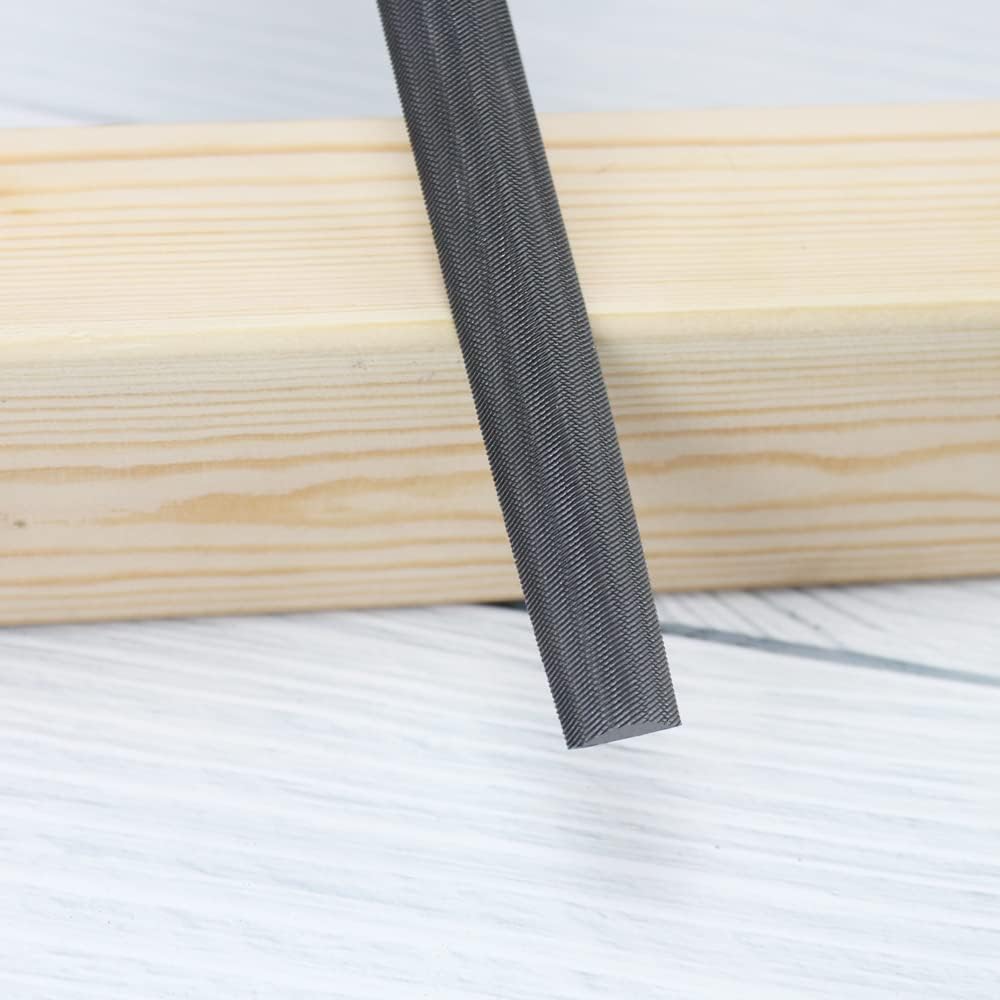 KALIM 2-Piece Flat & Half Round Medium Cut File, Double Cut Teeth, 6'' Length, Made of High Carbon Steel, Hand File Without Handle Suitable for Wood, Metal, Sharpening, etc.