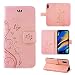 Produktbild betterfon | Wiko View 3 Lite Hülle Flower Case Handytasche Schutzhülle Blumen Klapptasche Handyhülle Handy Schale für Wiko View 3 Lite Rosegold