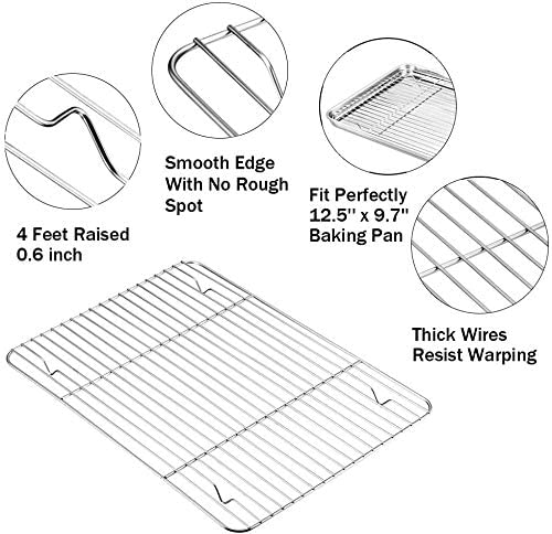 INDIAN DECOR. 313388 Cooking Rack Pack of 2, Stainless Steel Cooking Cooling Baking Roasting Grilling Drying Rack, Rectangle 11.6'' x 9'' x0.6'', Oven & Dishwasher Safe - Chrome 2