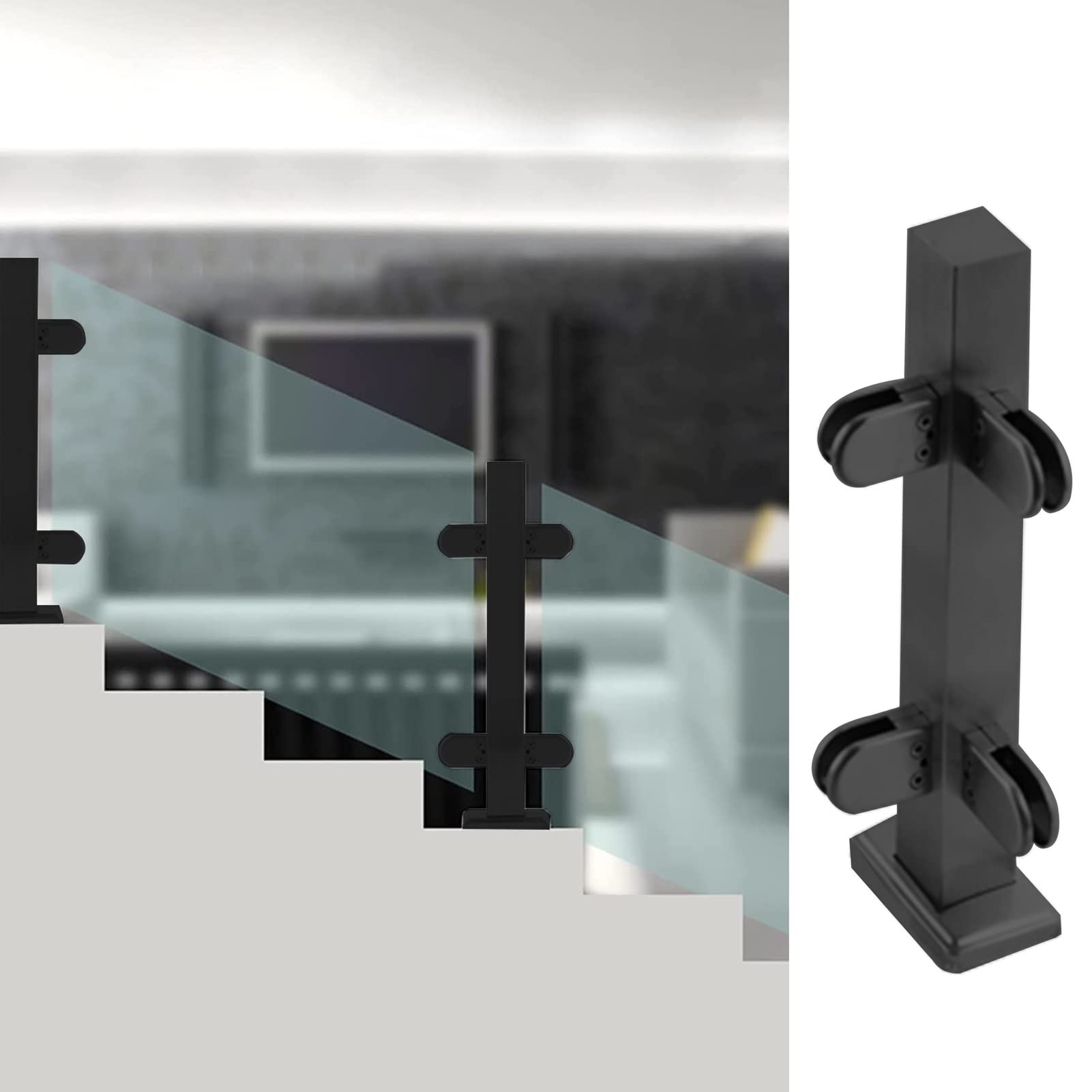 Szklany słupek balustradowy, do użytku wewnątrz i na zewnątrz, zestaw poręczy bezpieczeństwa na schody, balkon, taras, pasuje do szkła, drewna, paneli akrylowych, słupka narożnego, wysokość 110 cm