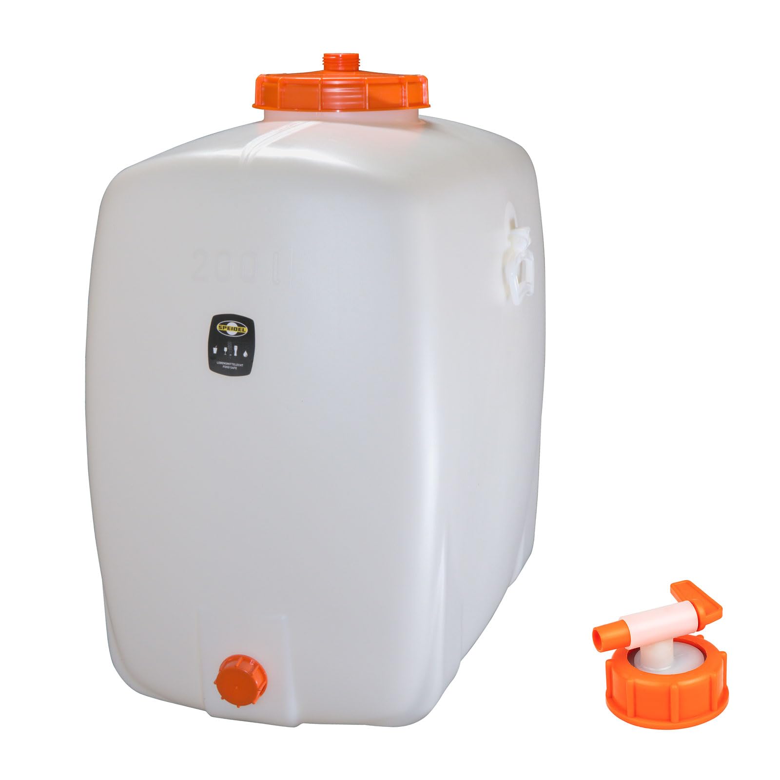 Mostfass 200 Liter mit Auslaufhahn NW10, Gärfass PE (200 L oval) für Most, Wein, Cider, Säfte, Glühwein, Getränke, Fass Getränkefass lebensmittelecht, Kunststoff Gärbehälter Behälter
