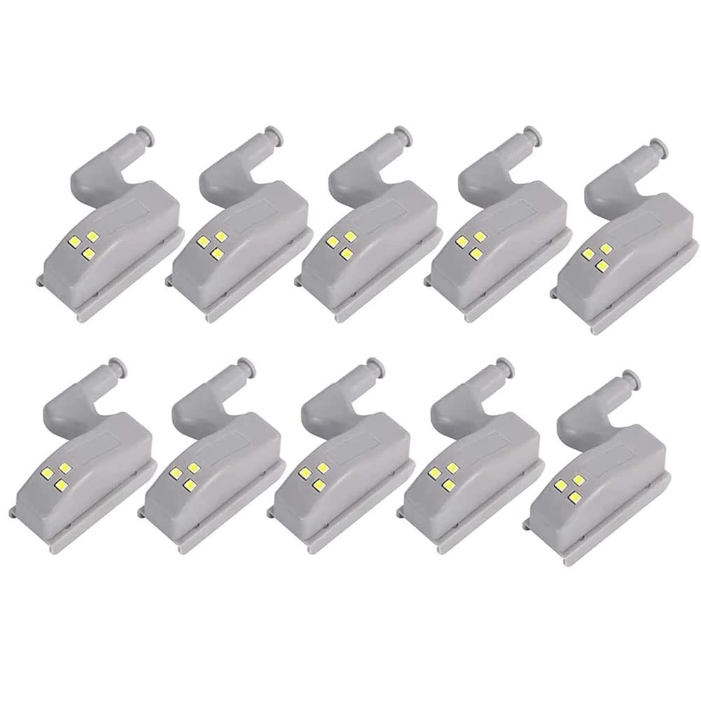 Pofet White 10Pcs Hinge Led Sensor Light For Kitchen Cabinet Cupboard Closet Night Lights, Living Room/Bedroom/Wardrobe Night Lights