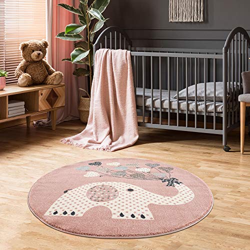 Jimri Kinderteppiche Elefant mit Herzen Ballons | Kinderteppich für Mädchen | Teppich für...