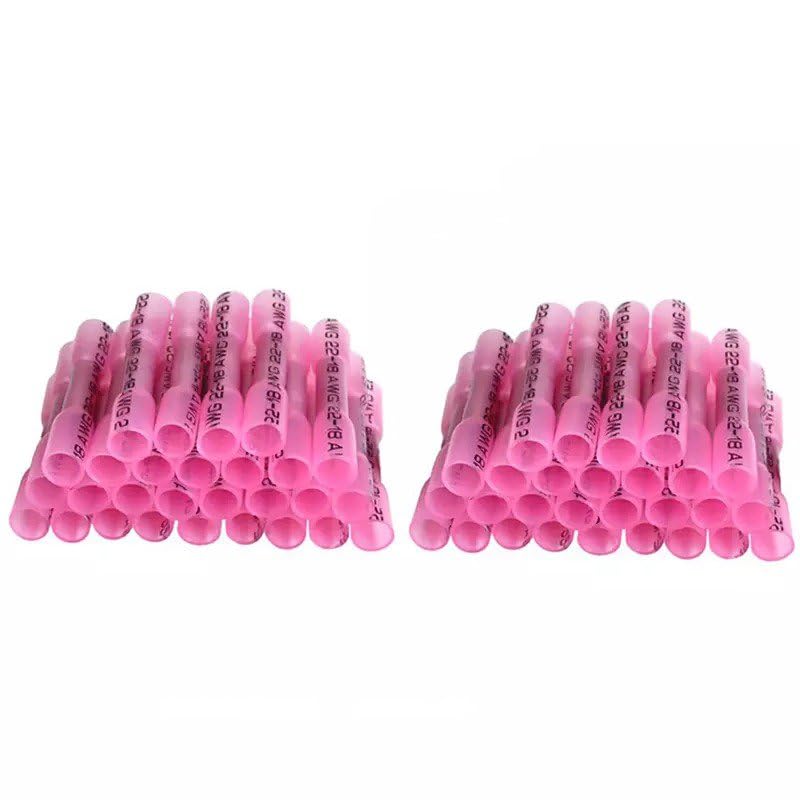 100 Pcs of Insulated Heat Shrink Splice Butt Wire Connector Crimp Terminals Red