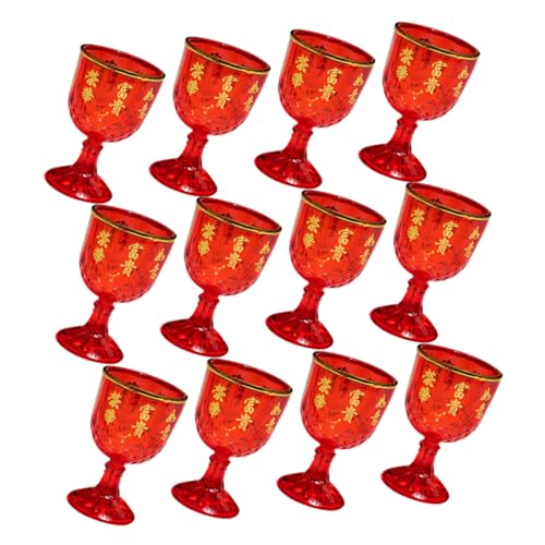 SAFIGLE 1 Juego Copa Tazas De Porción Vasos Rojos Para Fiesta Tazas Chinas Tazas De Boda Tazas De Fiesta Vaso De Plástico Rojo Vasos Para Beber Tazas De Té Chino El Plastico 12 Piezas
