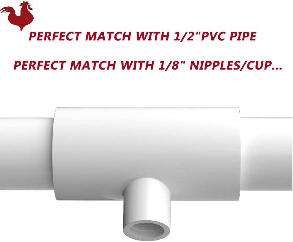 Chicken Waterer Cups, Pack of 6 Chicken Waterer PVC Tee Fittings, with 1/8 Inch FTP Threads, Automatic Chicken Waterer for Chicken Ducks Quail : Patio, Lawn & Garden
