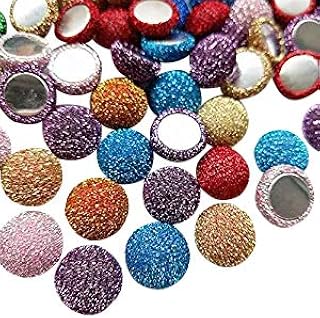 Chenkou Craft Random 100pcs 15mm(5/8") Glitter Fabric Covered Button Flatback Flower Center Craft