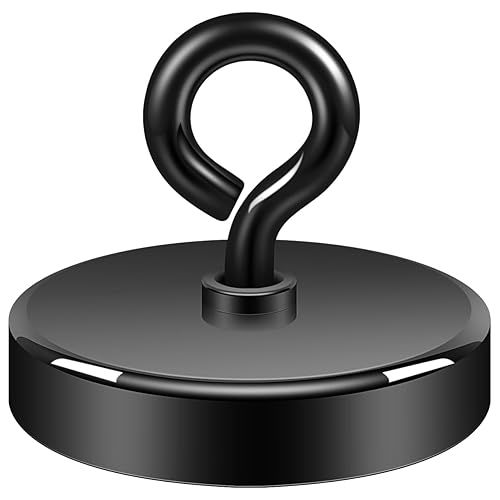 Miniatura 1 de Neosmuk Imán de pesca negro, imán de 2 pulgadas, 350 libras + imanes fuertes resistentes para removedor, imanes de neodimio de alta potencia con