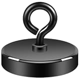 Neosmuk Black Fishing Magnet, 2 inches 350lb Strong Magnets Heavy Duty with Eyebolt, Super Neodymium High Power Magnet with Handle for Lifting and Pick up