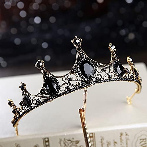 hair jewelry crown tiaras for women Baroque Retro Black Bridal Crystal Tiaras Crowns Princess Pageant Prom Rhinestone Veil Tiara Wedding Hair