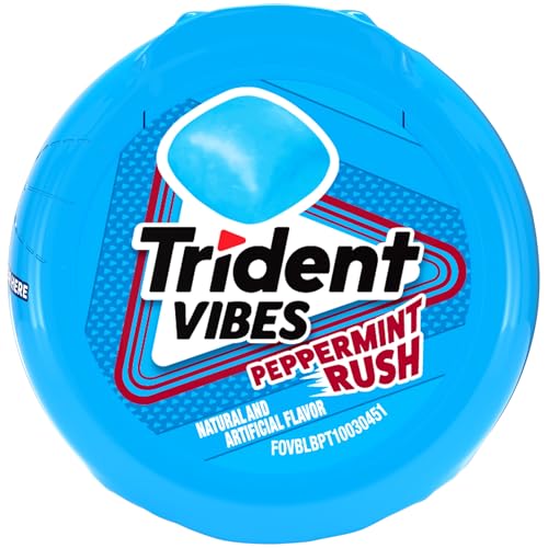 Image of Trident Vibes Sugar Free Gum, Peppermint Rush Gum, Regular Size, 40 Piece Bottle (Pack of 2)