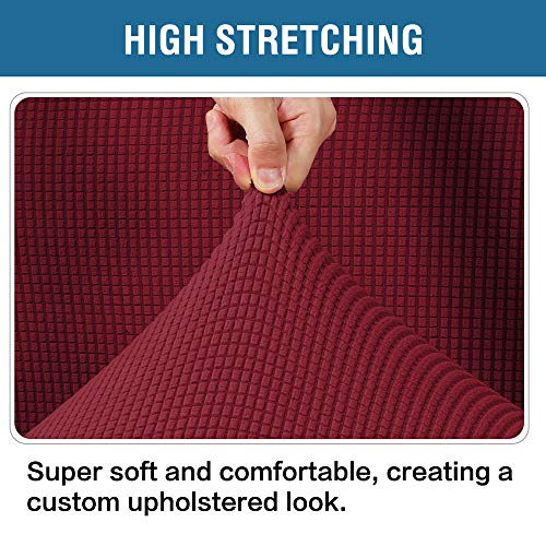 Image of H.VERSAILTEX Ottoman and Sofa Seat Cushion Combined Cover Slipcover Rectangle Sofa Slipcover Fit Length 56'-75' Suitable for L Shaped Seat Cushion Cover or Chaise Part Cover Stretch Thick - Burgundy