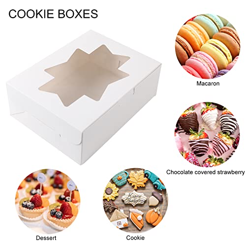 Moretoes 8 Inch Cookie Treat Boxes White Bakery Boxes With 3 Style Window For Cookie, Pastry, Dessert,Chocolate Covered Strawberry And Candy Gift-Giving (24 Pack) #TOP2