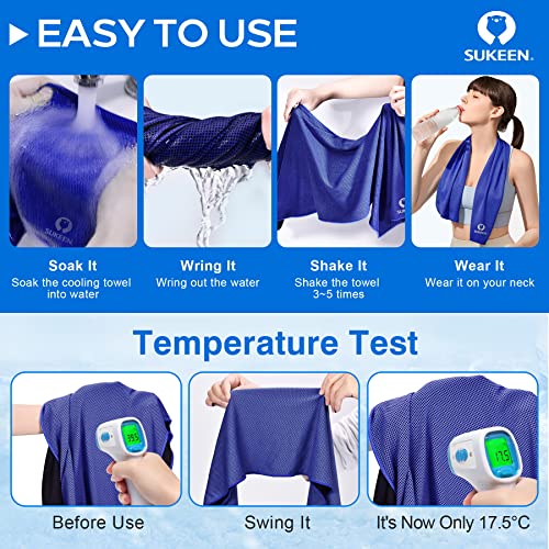 Image of Sukeen 4 Pack Cooling Towels (40 inchx12 inch), Cooling Neck Wraps, Ice Towel, Soft Breathable Chilly Towel,Microfiber Towel for Yoga,Sport,Running,Gym,Workout,Camping,Fitness,Workout & More Activities
