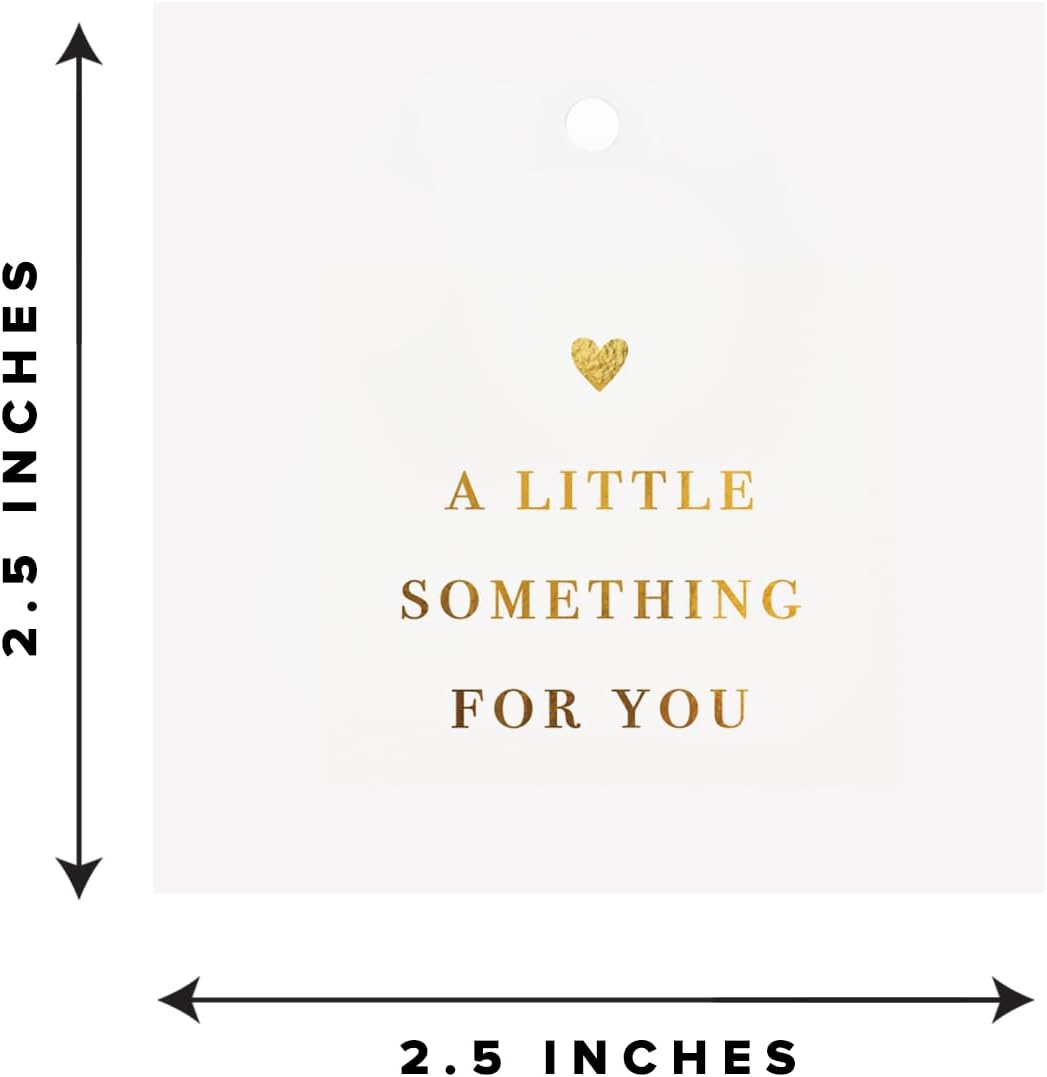 50 Gold Foil Thank You Gift Tags by ThreeKin, 2.5" x 2.5" Elegant Pre-Punched Hole Hanging Tags for Gifts & Favors - Perfect for Weddings, Baby Showers, Parties, Holidays, Anniversaries, Celebrations