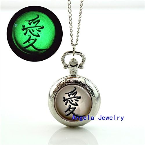 Pretty Lee Fashion Love Symbol Glowing Pocket Watch Necklace Love Symbol Calligraphy Jewelry Glow Pendant