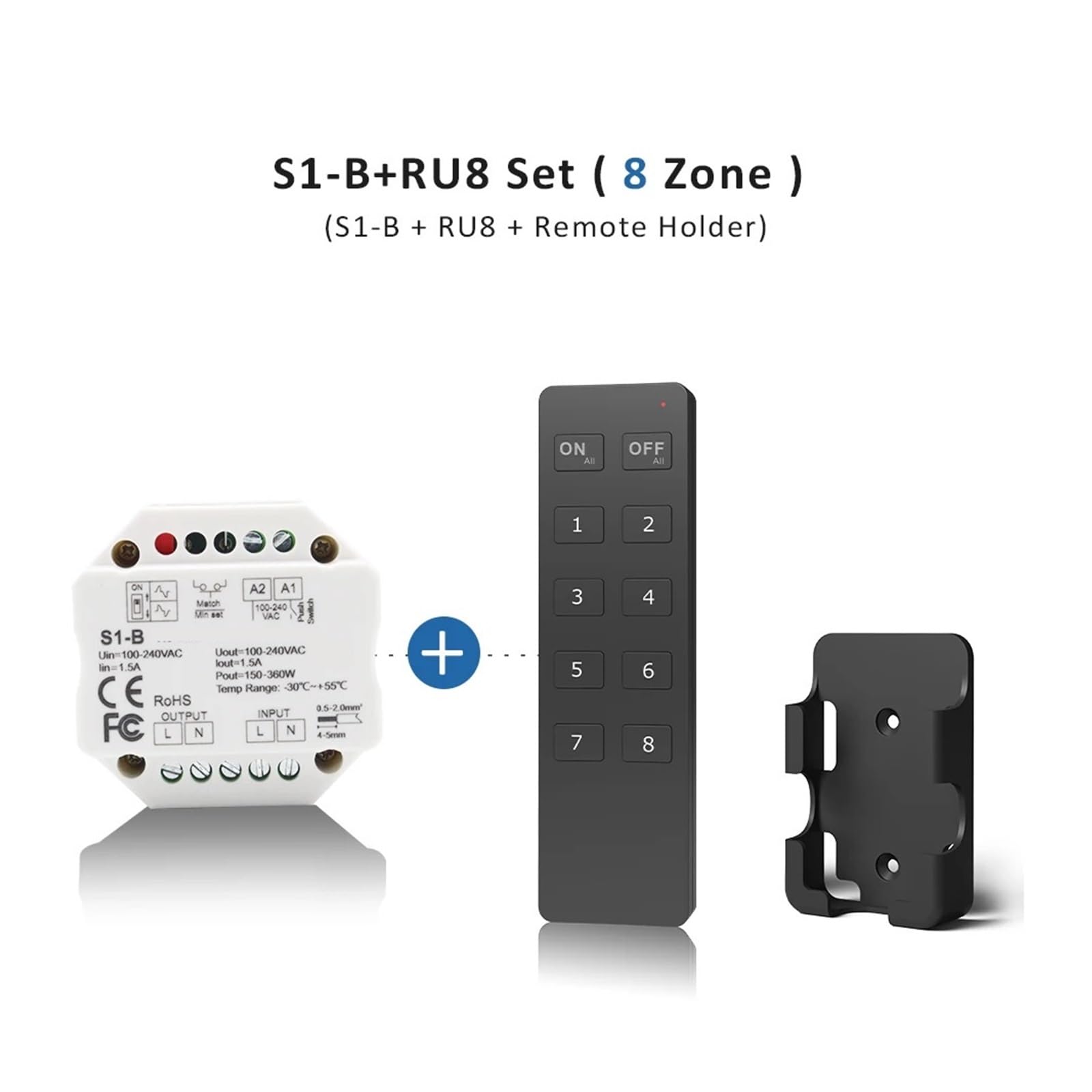 Controlador regulador de intensidad LED 220V 110V 230V AC Triac Dimmer 2,4G Control remoto 220 voltios S1-B interruptor de botón atenuador for bombillas LED(S1-B and RU8 Set)