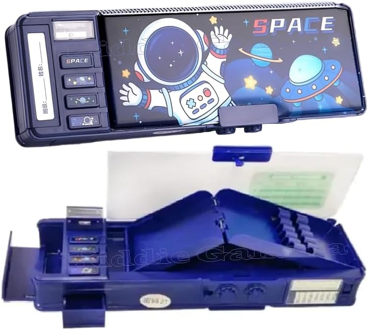 Kiddie Galaxia All Password Lock Megnetic Pencil Box New Model, Multicolor, S, Space Password Lock Compass