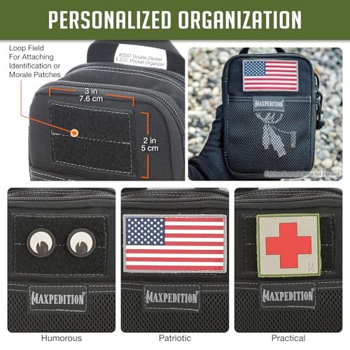 MAXPEDITION Doppeldecker EDC Taschen-Organizer (12,7 x 6,3 x 17,8 cm), MOLLE-kompatible Taktische Ausrüstungstasche für den täglichen Gebrauch, Schwarz 0247B