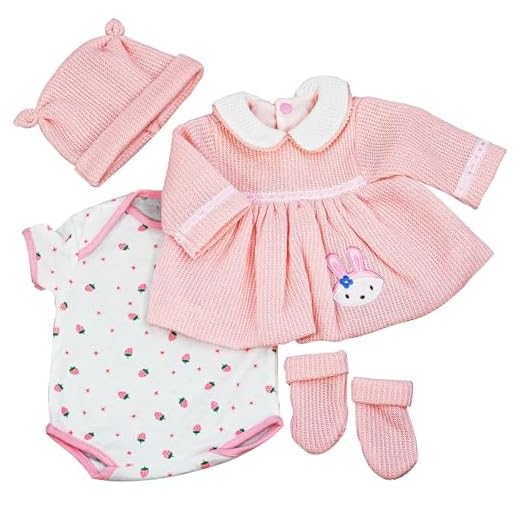 Bibi Doll - 20" Reborn Doll Clothes Suitable for 20" Baby Doll Boy Girl Dress Outfit Christmas Birthday Gift (Peach Bunny Girl Outfit)