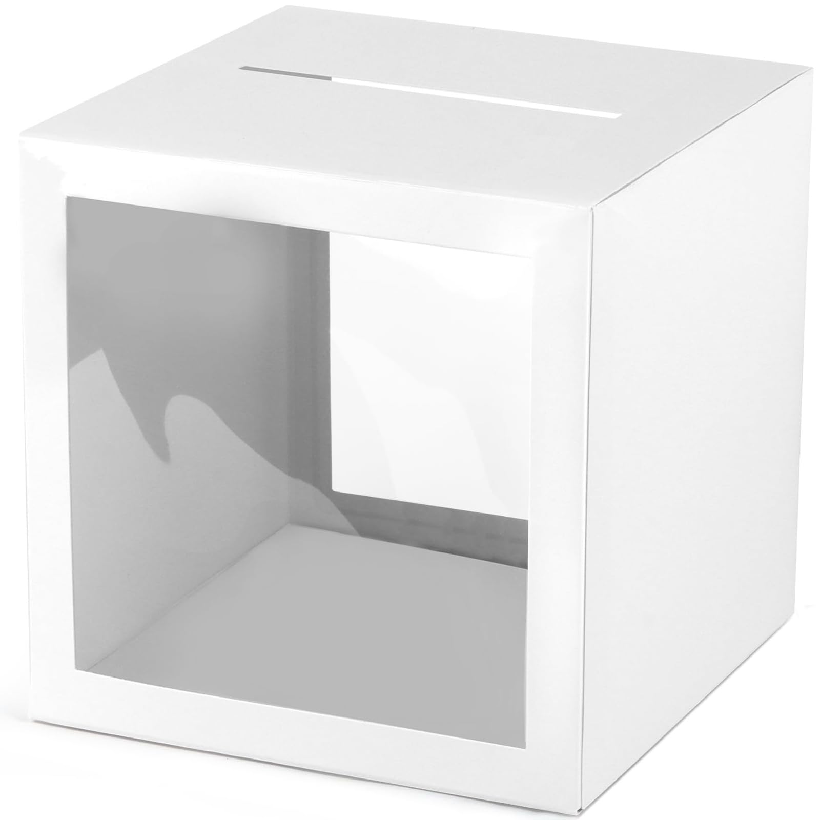 Hxezoc White Card Box with Slot 7.9" Wedding Favors Card Box Receiving Money Envelope Holder for Reception, Wedding, Baby Showers, Retirement, Anniversary, Birthday Party, Graduation Decorations