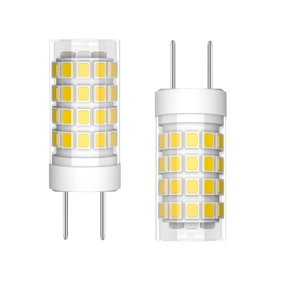 Photo 1 of 2-Pack GY6.35 LED Bulb 4W Bi-pin Base 40W Halogen Bulb Replacement T4 JC Type LED Bulb AC/DC 12V Dimmable for Pendant, Desk, Landscape Lighting (Daylight White 6000K, 12V)