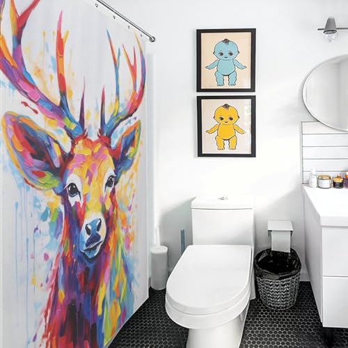 Rideau de douche anti-éclaboussures cerf lavable pour douche propre - 5
