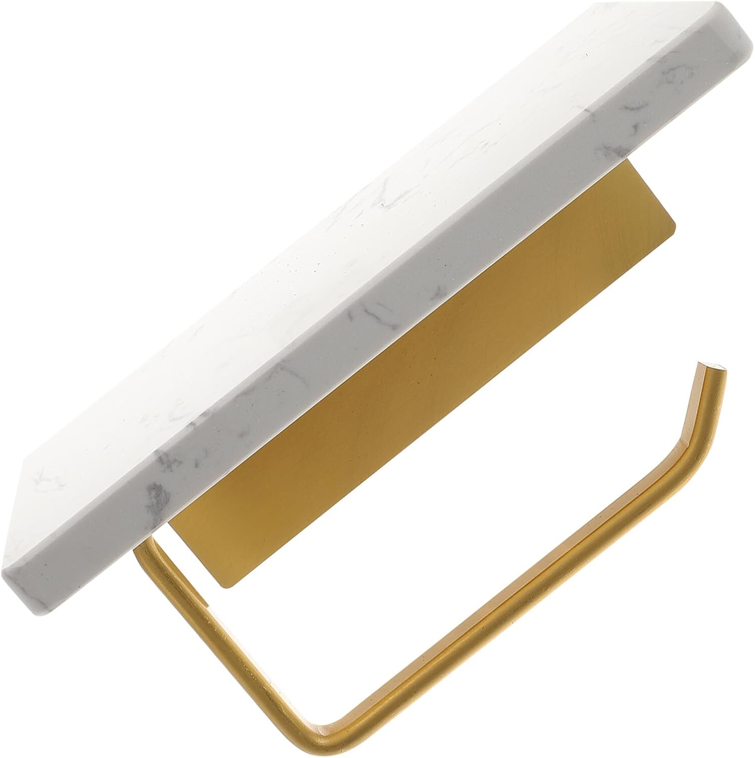 Veemoon Marble Wall Mounted Toilet Paper Holder with Storage Shelf for Bathroom Easy Install Tissue Rack Organizer Smooth Surface Marble Shelf Compatible with Rustic and Modern Decor