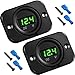 2 Pezzi Voltmetro per Auto Impermeabile DC 12V 24V con Schermo Digitale a LED e Piastra di Montaggio, Misuratore di Tensione Rotondo con Terminali per Barca Camion ATV UTV (Luce Verde)