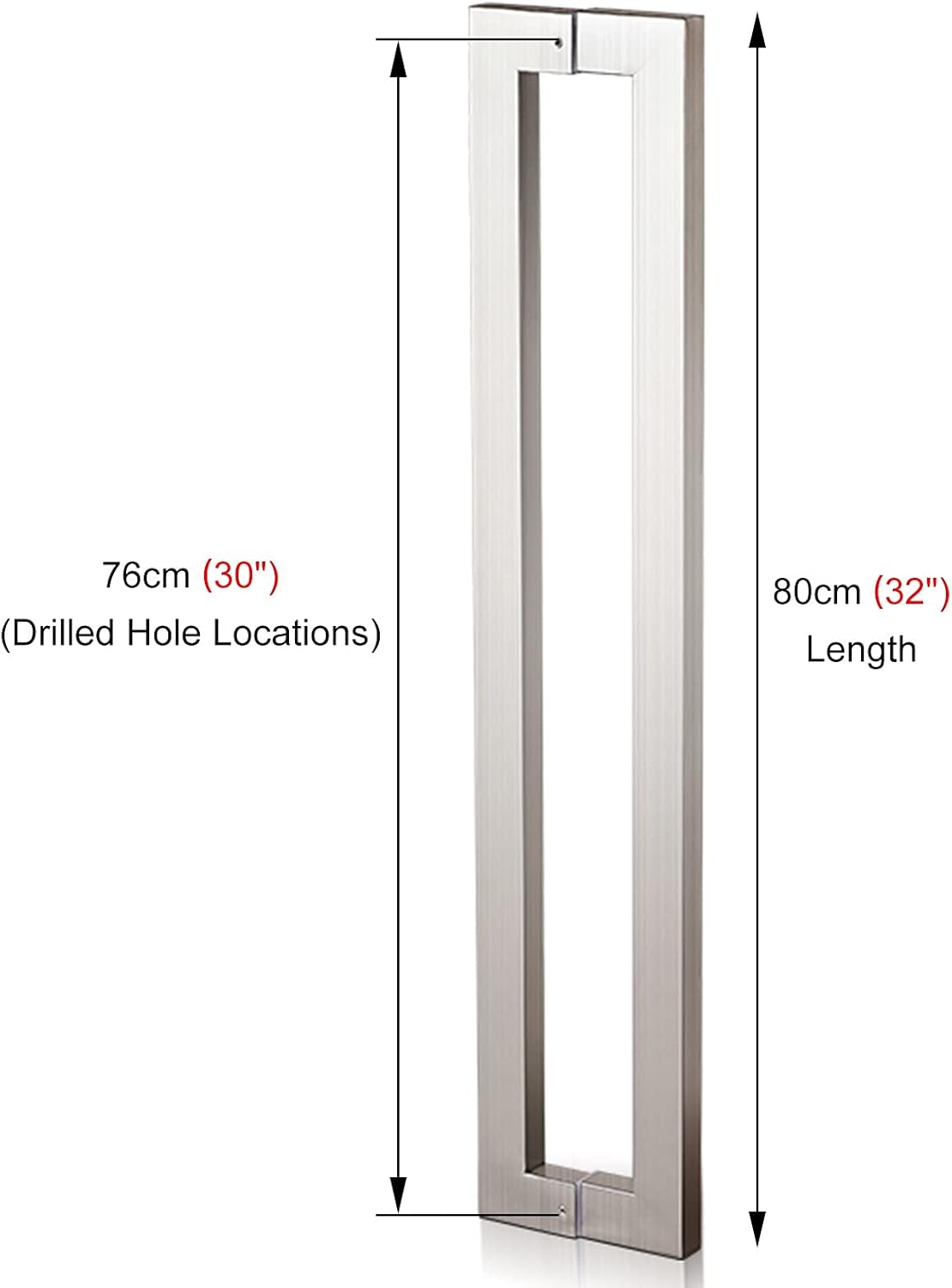 Heavy Duty Push Sliding Barn Door Handle Set – Modern Back to Back Stainless Steel Design with Complete Installation Fittings – Perfect for Home & Office Décor (Silver 80cm/32inch)