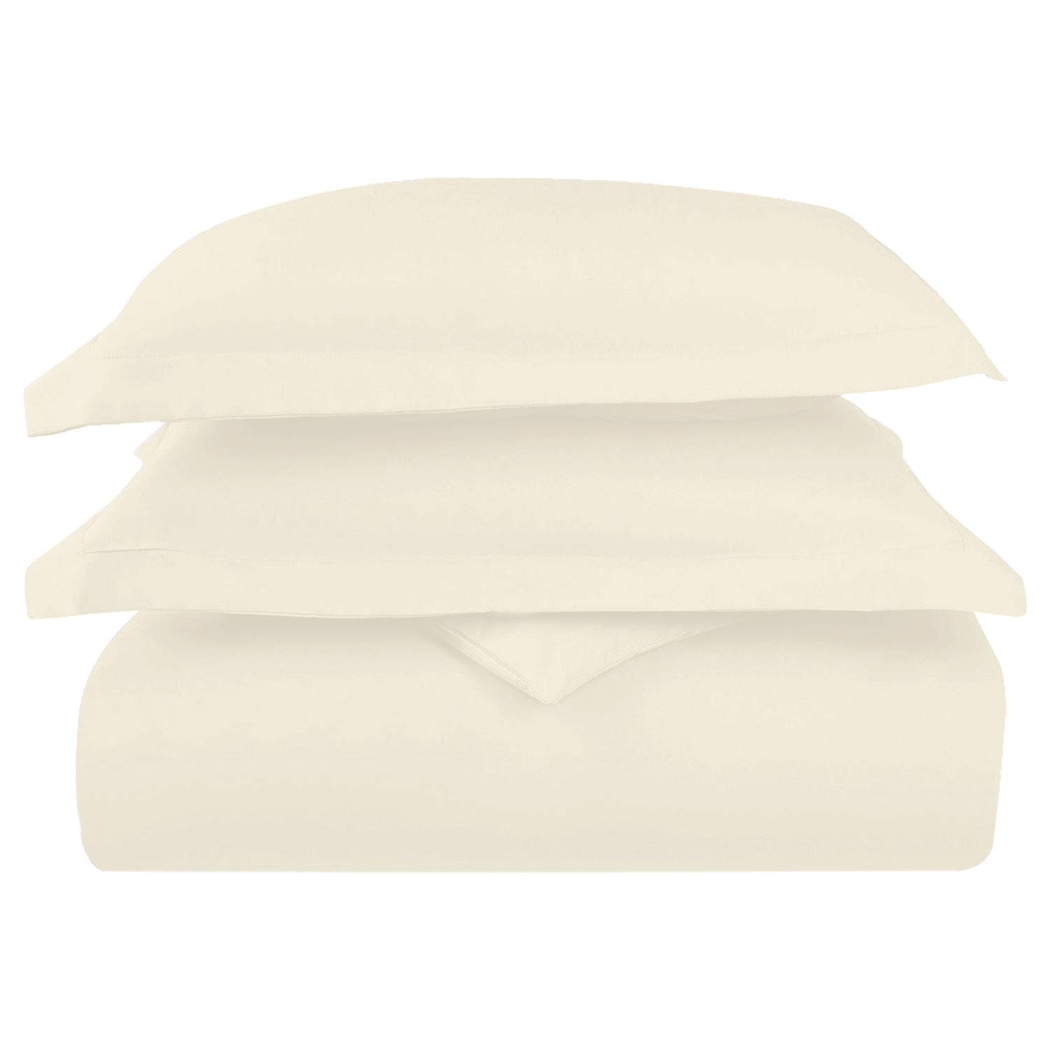 Pizuna Smooth Fine Cotton GCC King Size Duvet Cover Set 220x240 cm New Ivory, 600 Thread Count Crispy Soft 100% Long Staple Cotton Sateen Weave Quilt Cover with 2 Pillowcases (Cotton Bedding Set)