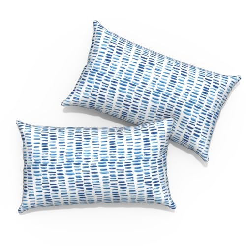 Outdoor lumbar pillows 12x20 with inserts, pebble blue (pack of 2)
