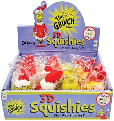 Raymond Geddes Dr. Seuss Grinch Slow Rise Squishy Toys for Kids - Set of 12, Perfect Party Favors and Goodie Bag Fillers