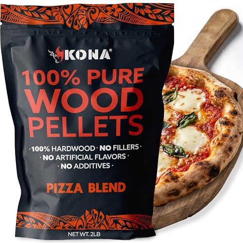 Kona Pizza Blend Wood Smoker Pellets, 100% Natural Hardwood - Rich Smoky Flavor - Ideal for Pizza Ovens, Smokers, and Smoker Tubes - 2 Pounds