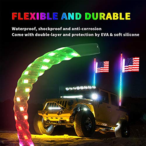 LED-Peitschenlichter, Peitschenlichter Beleuchtete Peitschen mit Fernbedienung RGB-Tanz- / Verfolgungslicht LED-Antennenpeitschen Spiral-LED-Lichtpeitschen für UTV ATV RZR Polaris SXS Buggy Dune Cover