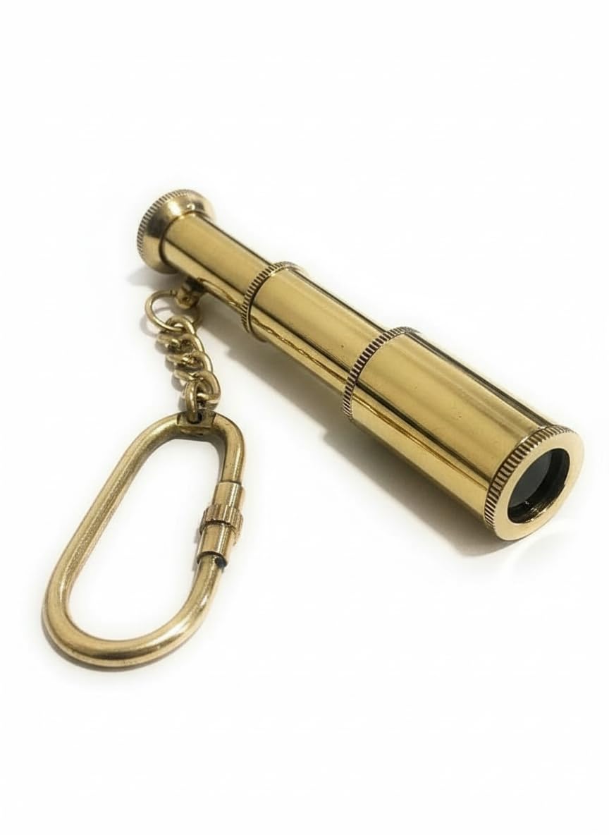 3 Inch Brass Spyglass Key Chain | Perfect Nautical Gift, Ideal for Maritime Enthusiasts, Steampunk and Pirate Cosplay, Decorative Brass Key Ring